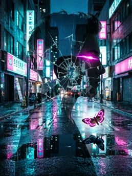 Neon Over Black Oak